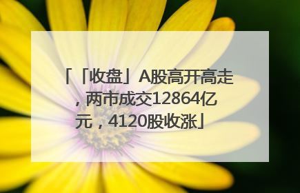 「收盘」A股高开高走，两市成交12864亿元，4120股收涨