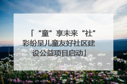 “童”享未来“社”彩纷呈儿童友好社区建设公益项目启动