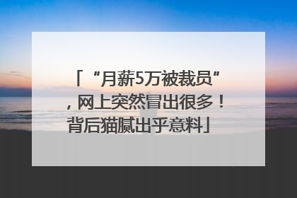 “月薪5万被裁员”，网上突然冒出很多！背后猫腻出乎意料