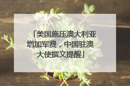 美国施压澳大利亚增加军费，中国驻澳大使撰文提醒
