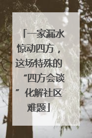一家漏水惊动四方，这场特殊的“四方会谈”化解社区难题