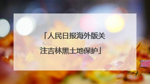 人民日报海外版关注吉林黑土地保护