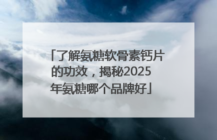 了解氨糖软骨素钙片的功效，揭秘2025年氨糖哪个品牌好