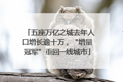 五座万亿之城去年人口增长逾十万，“增量冠军”重回一线城市