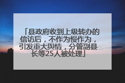 县政府收到上级转办的信访后，不作为慢作为，引发重大舆情，分管副县长等25人被处理