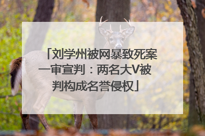 刘学州被网暴致死案一审宣判：两名大V被判构成名誉侵权