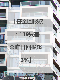 基金回报榜：119只基金昨日回报超3%