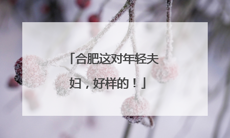 合肥这对年轻夫妇，好样的！
