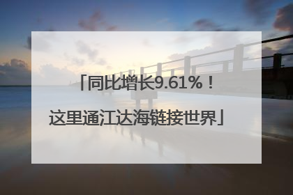 同比增长9.61%！这里通江达海链接世界