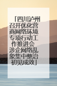 四川泸州召开优化营商网络环境专项行动工作推进会 涉企网络乱象集中整治初见成效