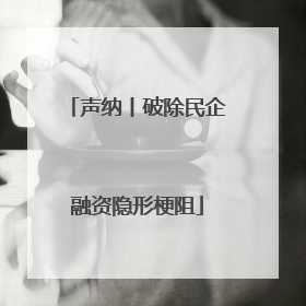 声纳丨破除民企融资隐形梗阻