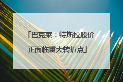 巴克莱：特斯拉股价正面临重大转折点