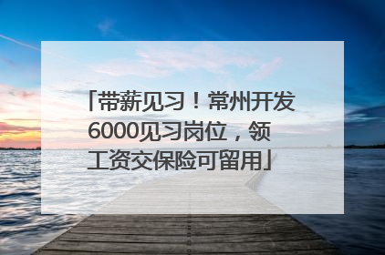 带薪见习！常州开发6000见习岗位，领工资交保险可留用