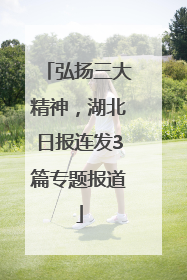 弘扬三大精神，湖北日报连发3篇专题报道