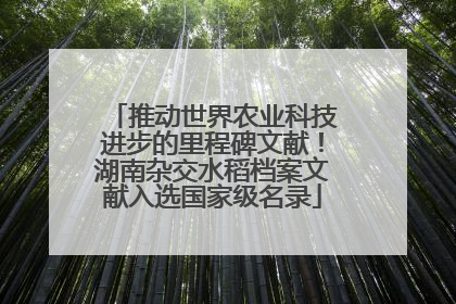 推动世界农业科技进步的里程碑文献！湖南杂交水稻档案文献入选国家级名录