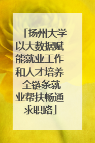 扬州大学以大数据赋能就业工作和人才培养 全链条就业帮扶畅通求职路