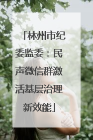 林州市纪委监委：民声微信群激活基层治理新效能