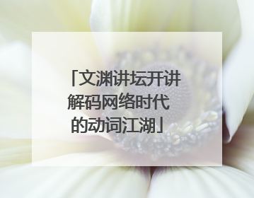 文渊讲坛开讲 解码网络时代的动词江湖