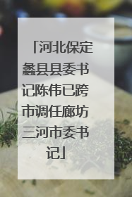 河北保定蠡县县委书记陈伟已跨市调任廊坊三河市委书记