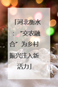 河北衡水：“交农融合”为乡村振兴注入新活力