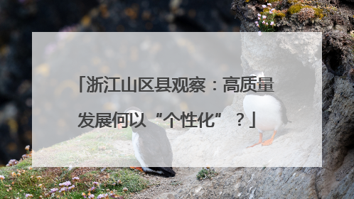 浙江山区县观察：高质量发展何以“个性化”？