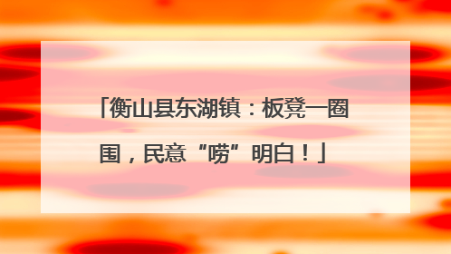 衡山县东湖镇：板凳一圈围，民意“唠”明白！