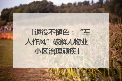 退役不褪色：“军人作风”破解无物业小区治理顽疾