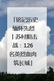 铭记历史 缅怀先烈丨苏村阻击战：126名英烈血肉筑长城