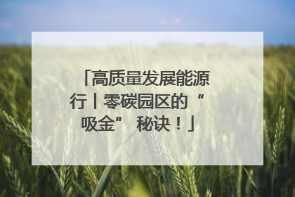 高质量发展能源行丨零碳园区的“吸金” 秘诀！