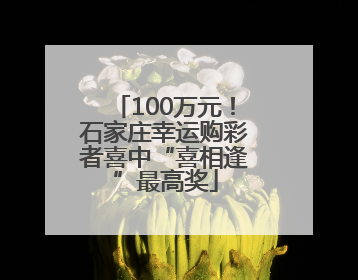 100万元！石家庄幸运购彩者喜中“喜相逢”最高奖