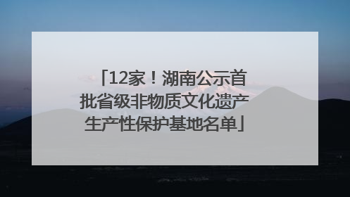 12家！湖南公示首批省级非物质文化遗产生产性保护基地名单