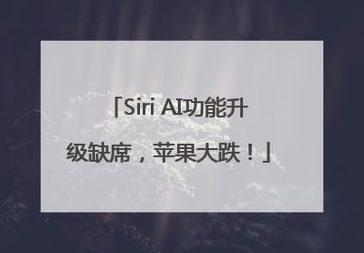 Siri AI功能升级缺席，苹果大跌！